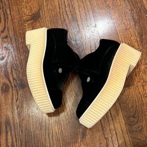 CHANEL black velvet creepers